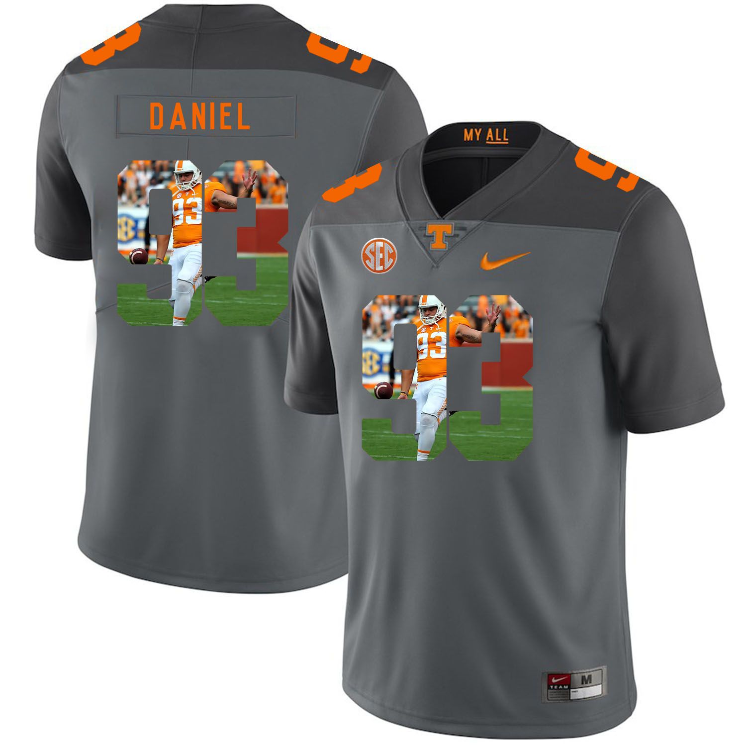 Men Tennessee Volunteers 93 Daniel Grey Fashion Edition Customized NCAA Jerseys